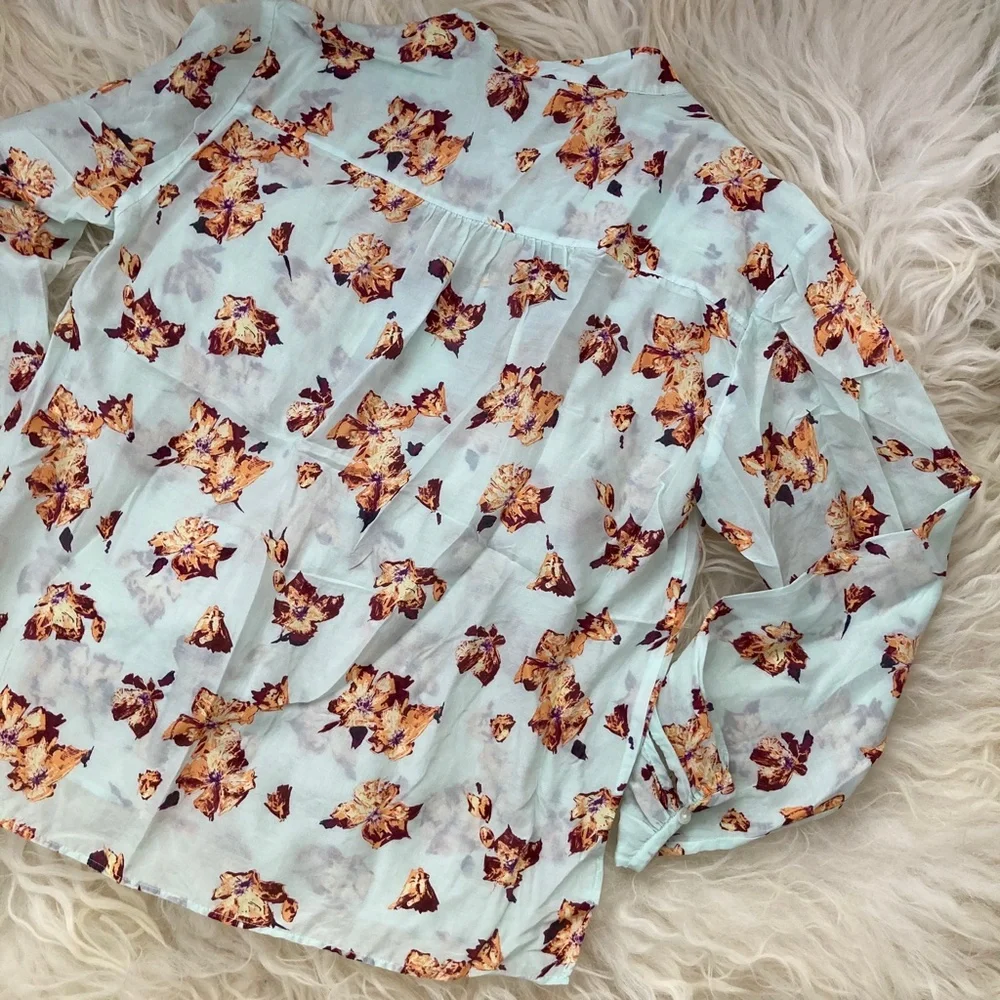 A.L.C. Shira Floral Print Mock Neck Blouse 1380 - Picture 10 of 13